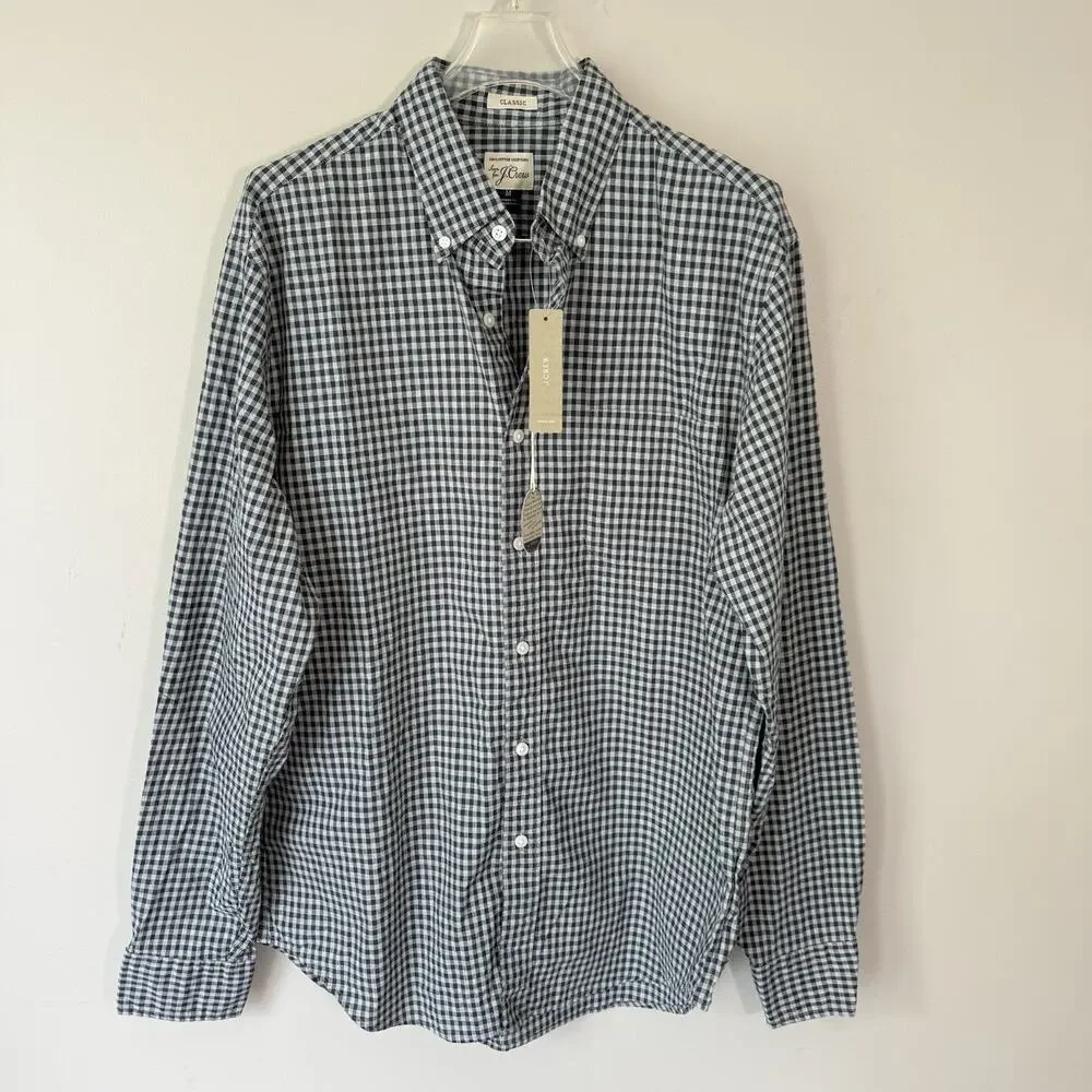 J.Crew Secret Wash Shirt in Gingham Size M 100% Cotton Classic NEW